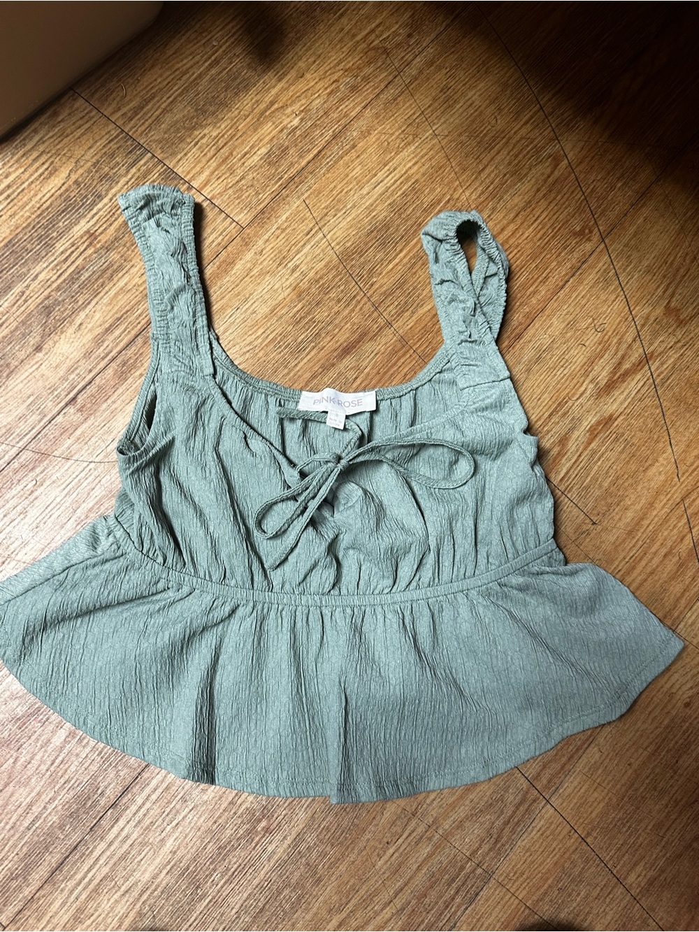 PINK ROSE Sage Tie-Front Peplum Camisole